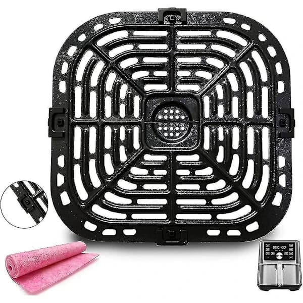 Erstatningsgrillplade til Air Fryer Crispers til Instant Vortex 6qt med 8 gummipuder