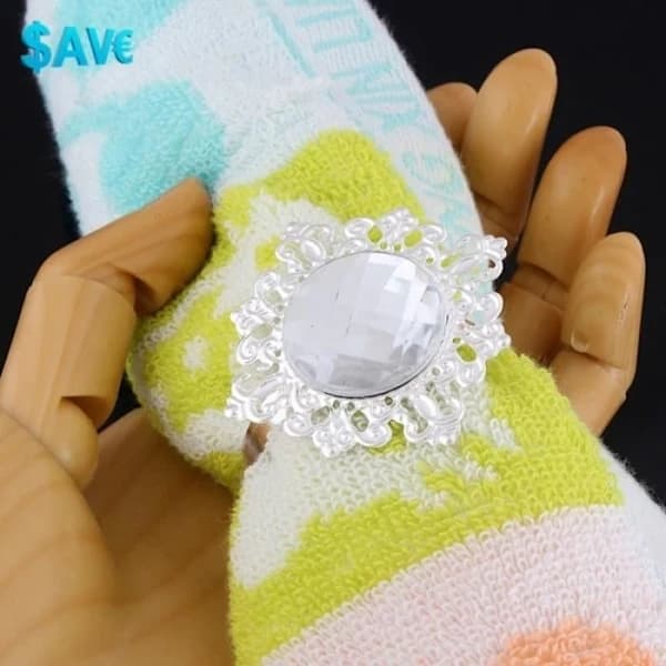 SERVETTRING - Bröllopsbankettsdekor - 12 st Diamant - Akryl - Silver