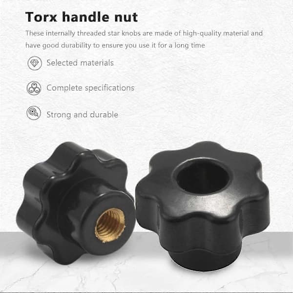 10 stk M6 Innvendig Gjenget Knapp Skrue Plast Stjernehode Klemknapp Svart M6 x 25