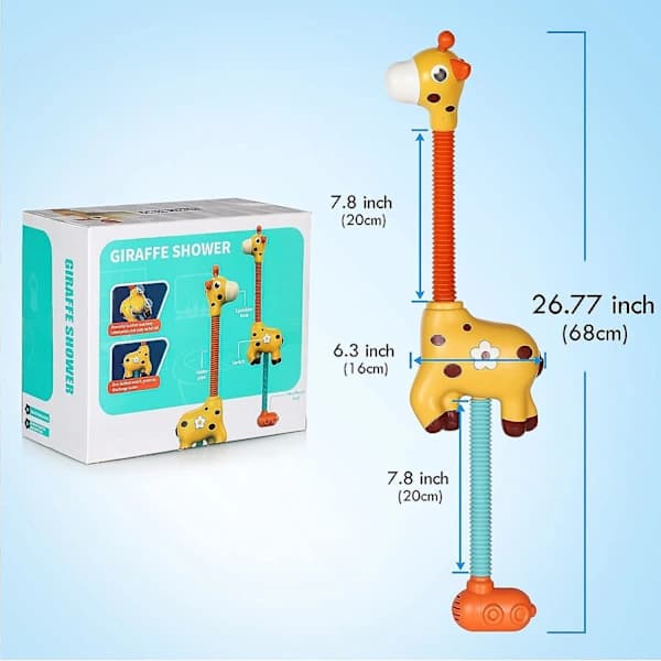 Giraff Babybadeleker, Automatisk sprinkler med sugekopp, badeleke for småbarn 1-3 år, badekarleker vann