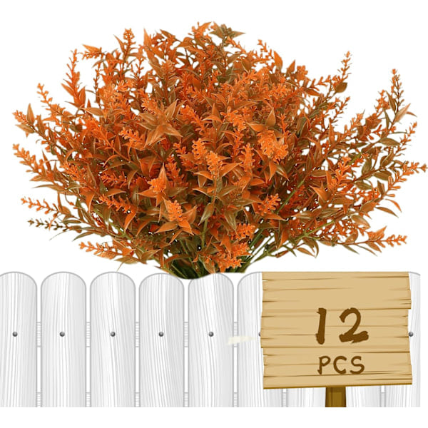 /HA/12 Buketter Konstgjorda Höstblommor - Ingen Blekning, Konstgjorda Höstväxter för Thanksgiving, Halloween, Jul, Bröllop, Fest (Mörk)