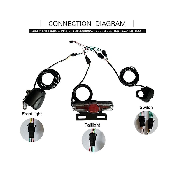 E-cykel Switch Dk336 Med Framlykta Baklykta S M Plug Varningsljus Blinkers Och Signalhorn Ebike Ac