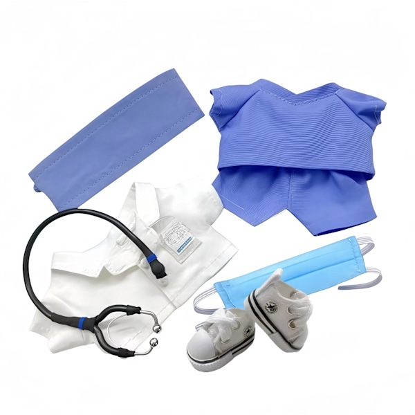 [HH] Labubu Outfit Mærkevare Tøjsæt Designer 17cm Tøj Lægedragt Tøj Labubu Outfit Tilbehør Blue suit (Set of 6 pieces)