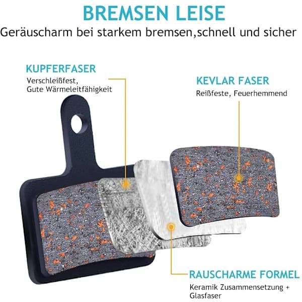 4 par skivebremseklodser til cykel / bremseklodser til cykelbremse, sort