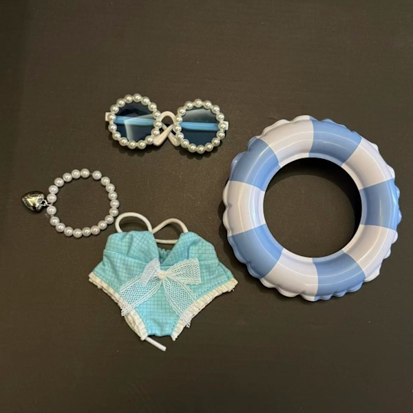 [HH]Labubu Badetøj Surfing Outfit Labubu Bikini Outfit med Briller Labubu Surfbræt med Tilbehør BUBU 7