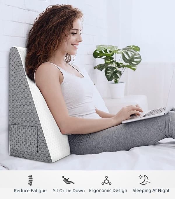 Kilkudde Sengpute Memory Foam Ergonomisk Skråpute med Avtakbart Trekk
