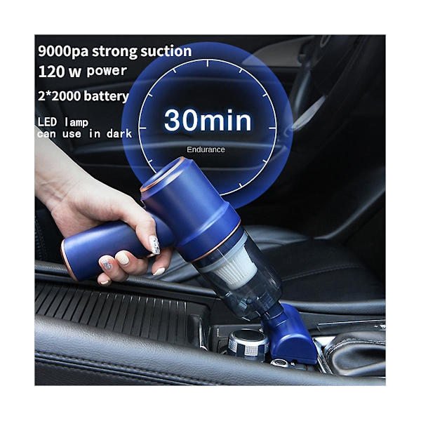 Käsikäyttöinen imuri autoon ja kotiin Langaton kannettava kuiva ja märkä mini-imuri Sininen
