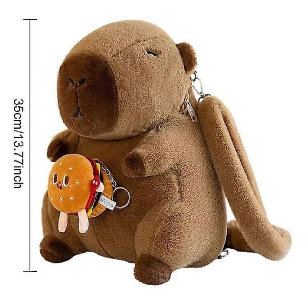 Plyschväska ryggsäck formad som capybara, plyschryggsäck E