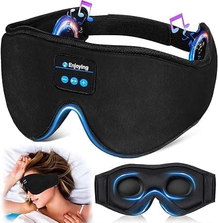 Trådløs 3D Sovemaske med Bluetooth Hodetelefoner & Musikk, Sovehodetelefoner for Bedre Søvn