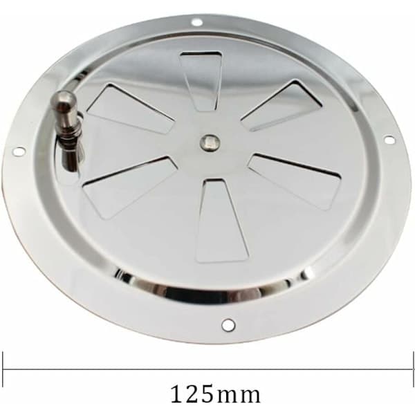 Rundt ventilasjonsgitter, justerbar luftventil i rustfritt stål, luftinntak og -utblås 125 mm