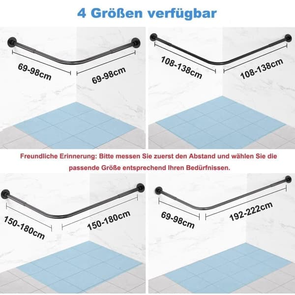 L-formet Bruseforhængsstang / Brusestang i Rustfrit Stål – Teleskopstang, Justerbar med Boremontering, Perfekt til Badekar og Bruseafskærmning...