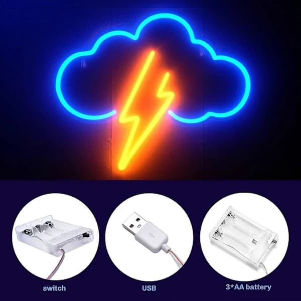 Neon Skylt Akryl Moln Neon Batteri eller USB-driven Neon LED Väggdekor Neon Skylt för Sovrum
