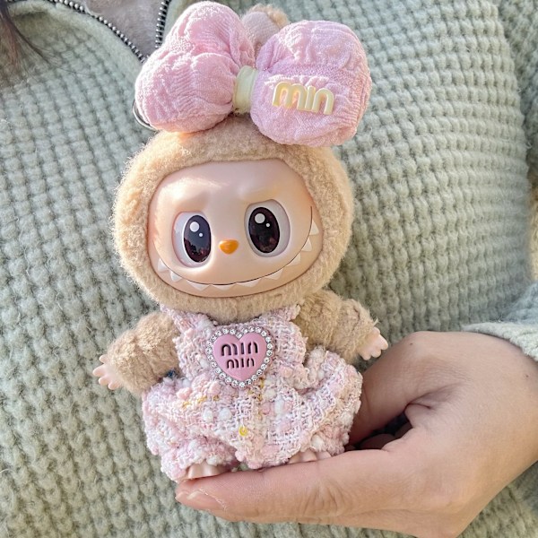 [HH] 17cm Labubu Dockkläder Söta Plyschdockans Kläder Monster Outfit Tillbehör Prinsessklänning Pärla Mini Rosa Prinsessklänning general 3