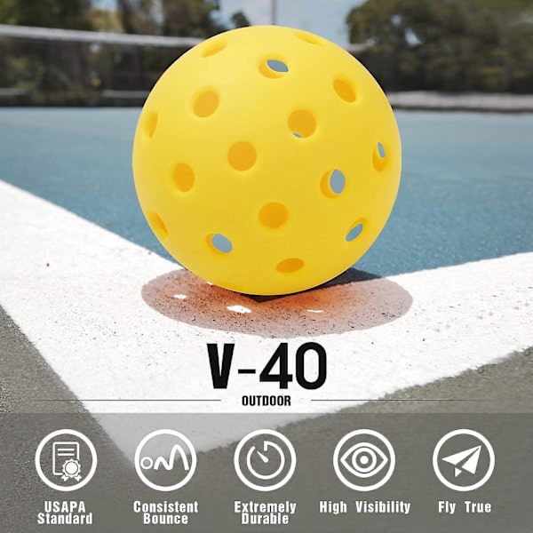 Pickleballs 6-pack Pickleball-bollar Uppfyller USAPA-krav | Välj inomhus eller utomhus | Dubbelton Luminous Grön Blå Rosa Tangerin Gul