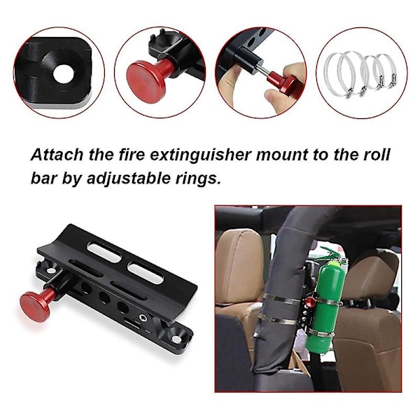 Universal hurtigutløsing rullebøyler brannslukkerfeste brakett for Wrangler Polaris Rzr Can-am Ma