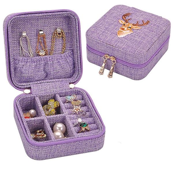 Ny linnebox multifunktionell halsband ring örhängen armband förvaringsbox arrangör flicka present lila