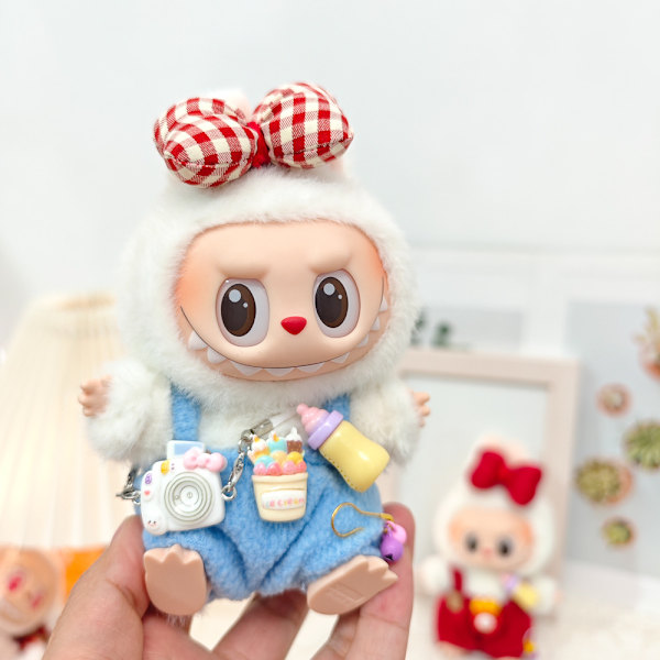 [HH] Flocking Labubu Blind Box Avaimenperä Nuken Vaatteet Nuken DIY Tarvikkeet 15CM Pieni Hirviö Pip Housut Pukeutuminen Only Clothes(No Doll) 16