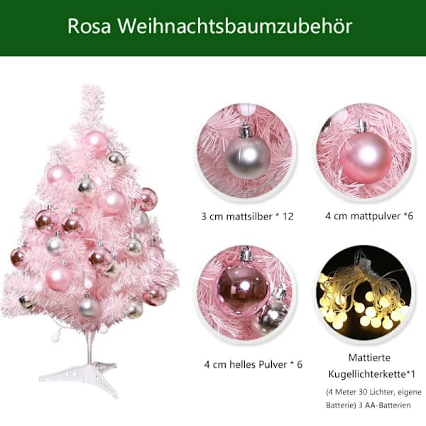 Rosa litet julgran Rosa 60cm frostad bollpaketgran
