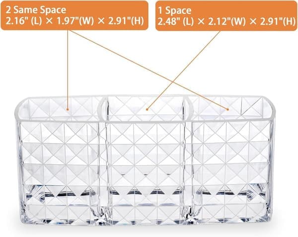 Makeup Organizer - Klar akryl makeup organizer - Holder med 3 rum