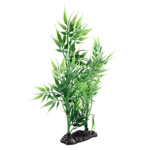 3x Grønne bambusbladformede dekorative kunstige planter til akvarium