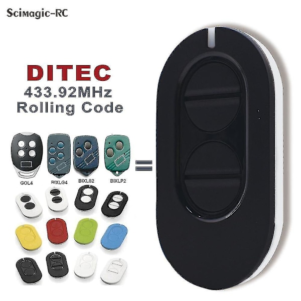 Ditec Entrematic Zen 2 Zen4 Zen2w Zen4w Gol4 Bixlg4 Bixlp2 Bixls2 Fjernbetjening til garageport 433mhz Rullende kode