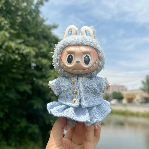[HH] Labubu Kläder Märkesdesign Kläder Labubu Kläder Väska Skor Utsmyckning Dekorationer Förklädnad Blue fragrant skirt suit