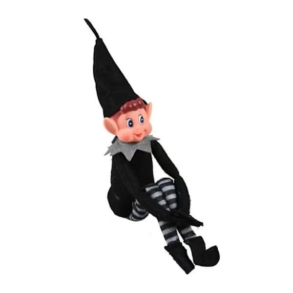 HA~Elves Behavin' Badly 30 cm langbenet sort voksen-nisse med blød krop