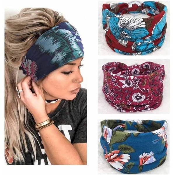 /HA/Boho 3 kpl leveitä joustavia hiuspantoja naisille ja tytöille (3 kpl)