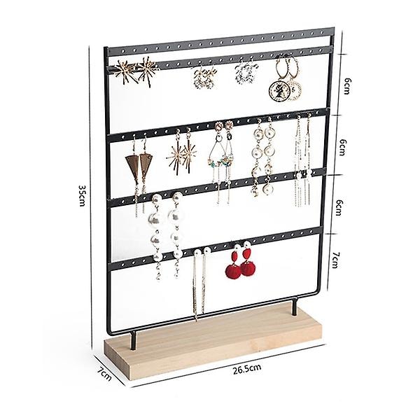 Örhängehållare Stativ Smyckeshållare Organizer Display Rack 5 Tier 100 Hål Örhänge Rack Med Trä