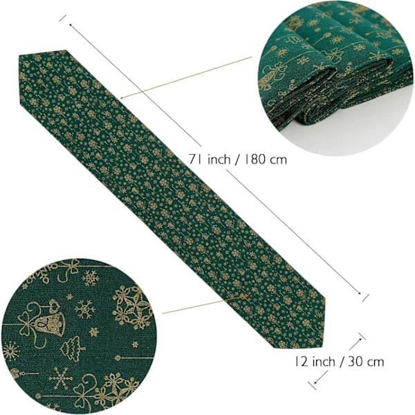 HA~Julbordstablett i jute og bomull med tre- og snøfnugg-varmepresset design - Bordtablett, kaffebordtablett, skapstablett, lin