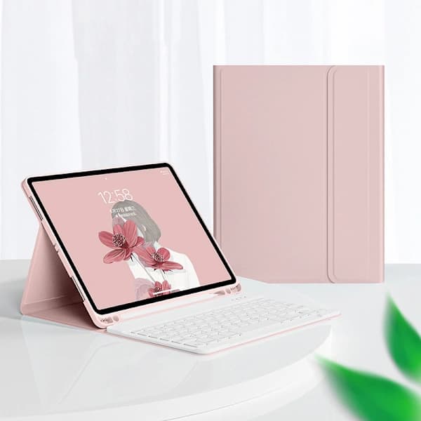 Tangentbordsfodral för iPad 9:e 8:e 7:e 10,2 tum 2021 2020 2019 Rosa