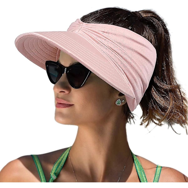 Women Sport Sun Visor Hats, Empty Top Baseball Cap, Womens Sunhats with UV Protection, Sun Hats for Young Girls Women Beach, Pink