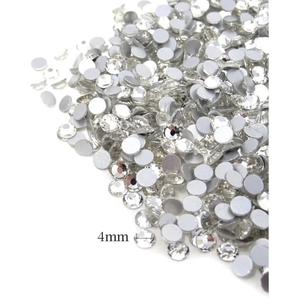 1440 st 4 mm SS16 gnistrande runda flatback strasskristaller, icke-självhäftande
