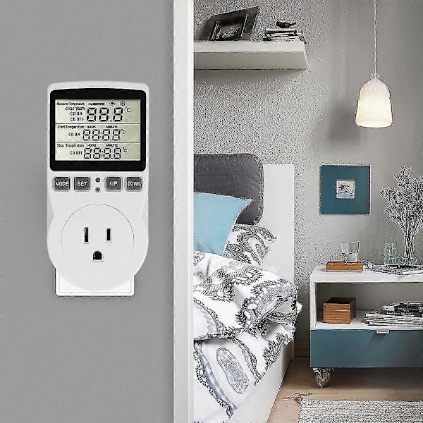 Nye Modeller Digital Temperaturkontrol Strømudtag EU-stik Termostat Med Timer Sensorprobe Varme Køling (W)/HH/