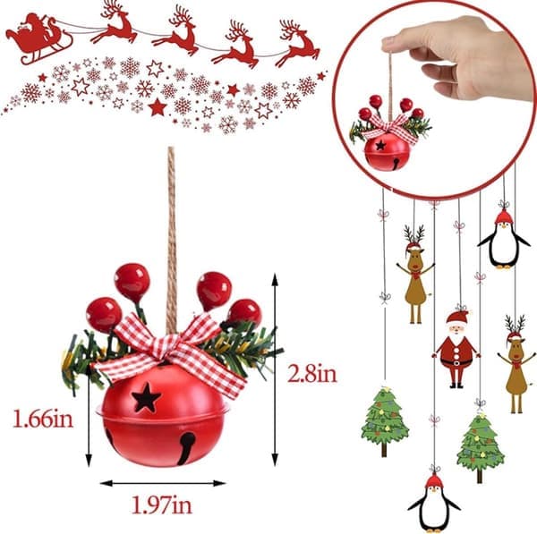Julgransdekorationer – 18 st – Röda julklockor – Metall – Klassisk juldesign