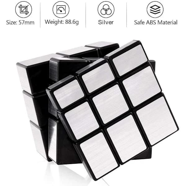 Shengshou Mirror Cube Speed Cube Sett, Magic Cube Puzzle Cube Mirror Blocks Bundle Uregelmessig Speedcube Ujevne 3D Puzzle Cube Leker Sølv (2-p...
