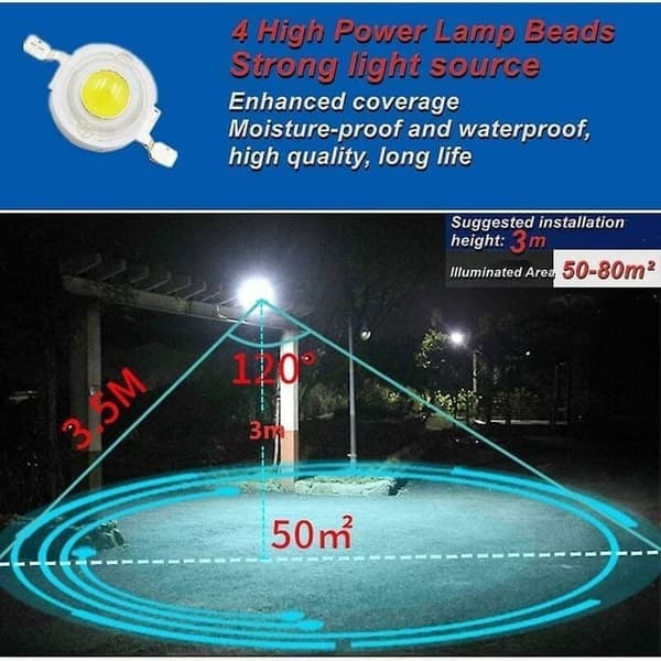 Solar Motion Sensor Light - Waterproof LED Wall Light with Cool White Light, IP65, Black for Outdoor Use