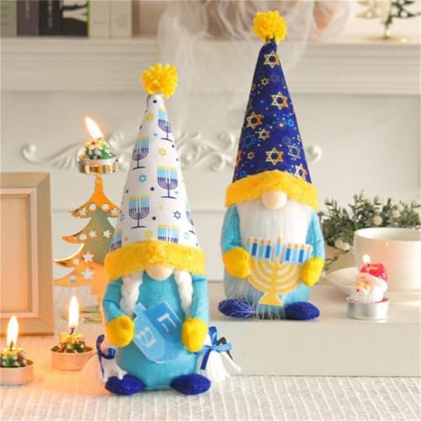 Hanukkah Tomtar Ornament Plysch Elf 2-pack /set Hanukkah Dekoration Herr & Fru Tomtar Plysch