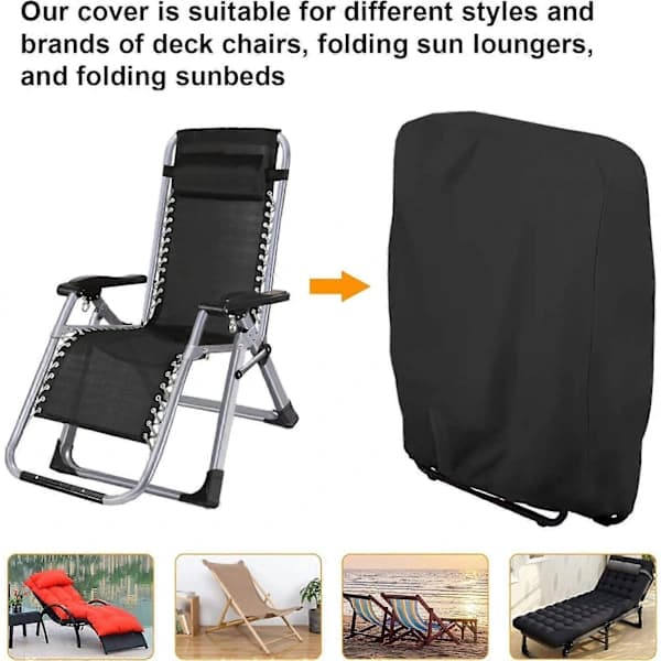 HA-2-pack skyddande överdrag för fällbara solstolar (svart, 7134110 cm), vindskydd för trädgårdsfåtöljer, överdrag för fällbara solstolar -1561}