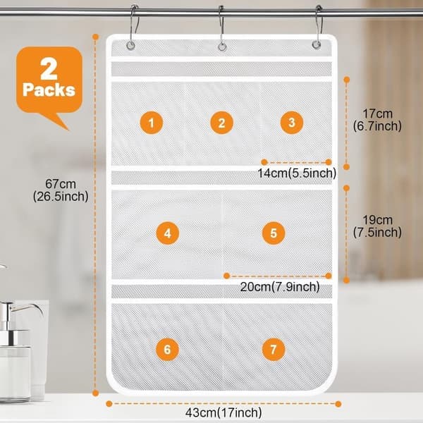 Mesh Duschringar - Hängande Duschorganisatör - Bärbar Duschväska för Badrummet - 2-pack
