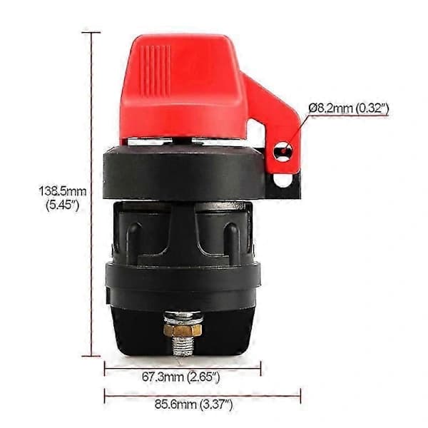 300A 12V Strømbryter 75920 SPST På/Av Isolator Låsbar Hovedbryter