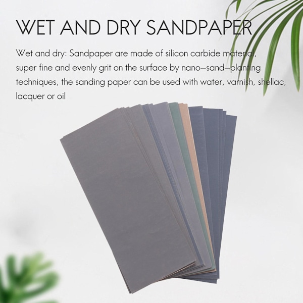 63 stk. våd og tør sandpapir 1000 -10000 høj grit slibeark sortiment 9 x 3,6 tommer Abra