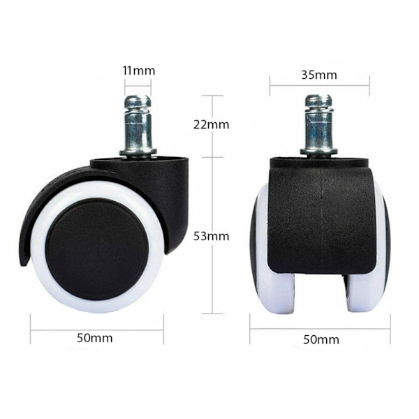 /HA/5-pack Hjul för kontorsstol - 11 mm Svart