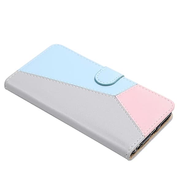 Tri-Color Sytt Flip Læderetui til iPhone 14