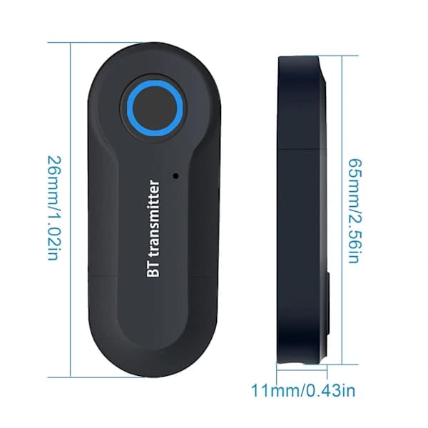 3,5 mm Bluetooth-sender, trådløs bærbar stereosender, parkoblet med Bluetooth-mottaker, USB-drevet