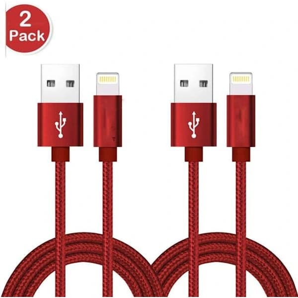 2 stk 2m iPhone kabler rød rød