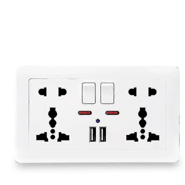 HA~Vit Universel 5-hullers Stikkontakt med LED-indikator