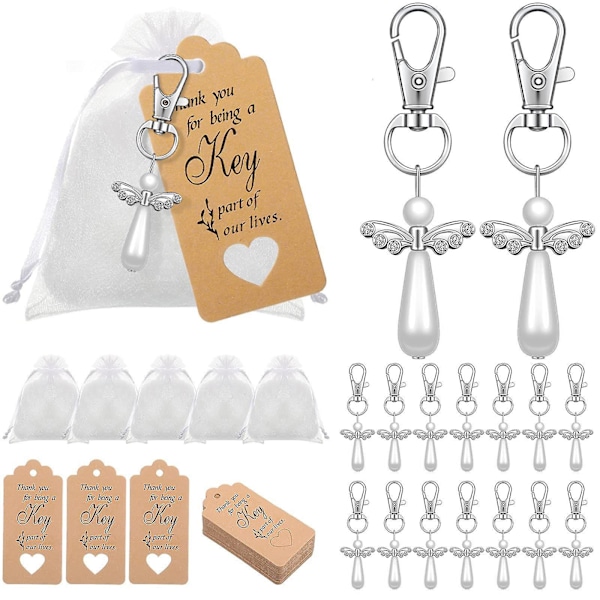 20pcs Thank You Gift Angel Keychains Wedding Favors Angel For Christening Baby Shower Birthday Give