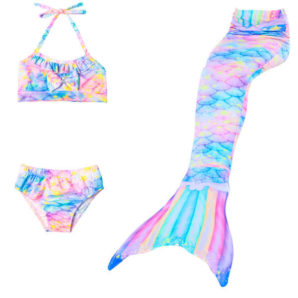 /HA/3 deler Prinsesse Badedrakt Havfruehale Havfrue Bikini Fancy Dress Kostyme for barn Jenter