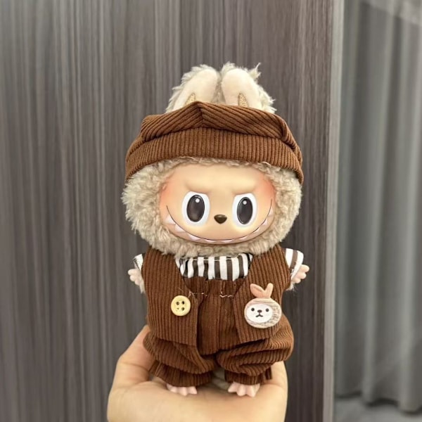 [HH] Labubu 17cm Ensimmäisen ja toisen sukupolven vinyylipehmopupun nuken riipus vaihdettavilla vaatteilla, setti juhlakoristeisiin ja asusteisiin Labubu baby clothes (no baby) Lbb-8